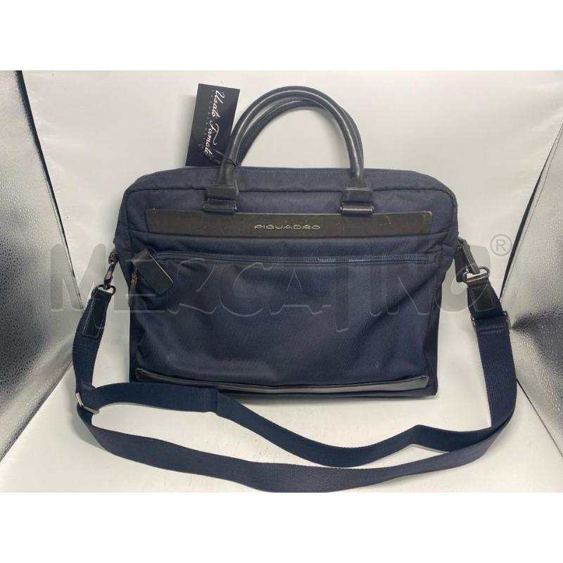 BORSA PORTA PC PIQUADRO IN TESSUTO E PELLE BLU  | Mercatino dell'Usato Pomezia 1