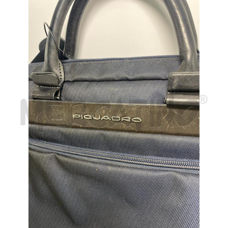 BORSA PORTA PC PIQUADRO IN TESSUTO E PELLE BLU  | Mercatino dell'Usato Pomezia 3