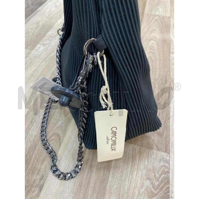 BORSETTA DONNA CAMOMILLA COSTINE MEZZALUNA 2 MANICI NERO | Mercatino dell'Usato Pomezia 4