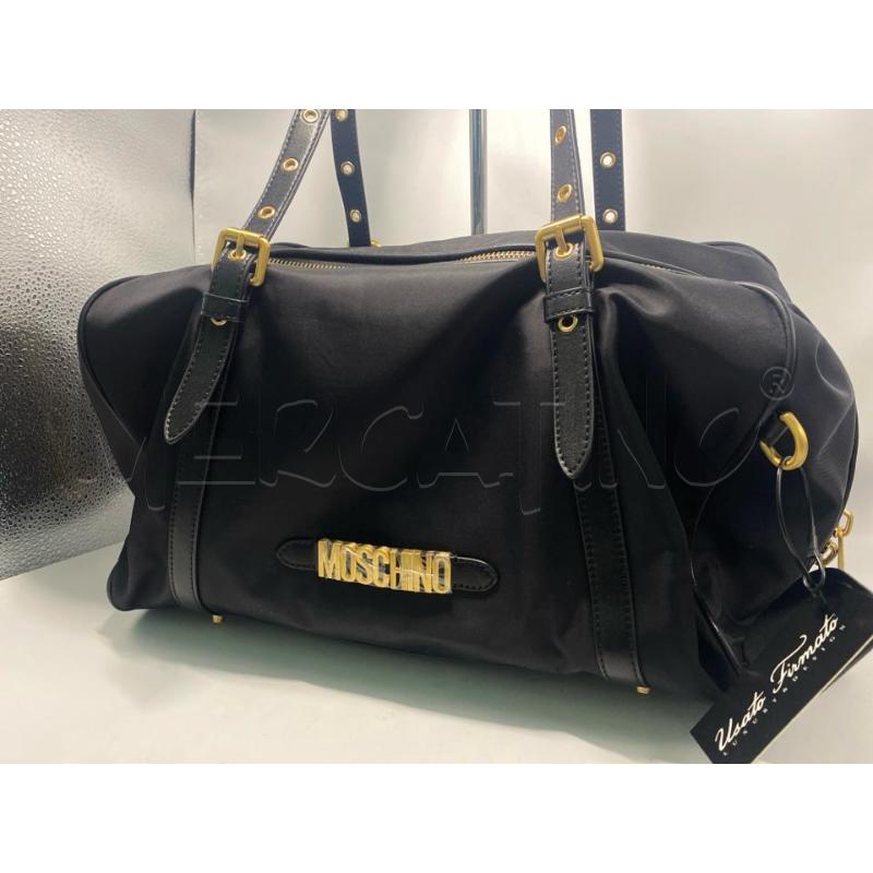 BORSONE MOSCHINO MILANO  IN TESSUTO NYLON NERO  | Mercatino dell'Usato Pomezia 2