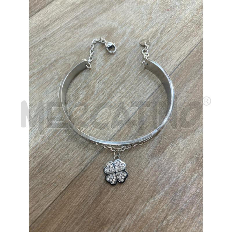 BRACCIALE STROILI QUADRIFOGLIO BRILLANTINI CATENELLA RIGIDO ARGENTATO | Mercatino dell'Usato Pomezia 3