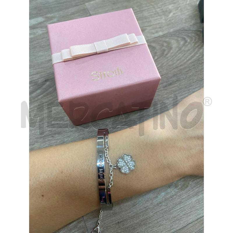 BRACCIALE STROILI QUADRIFOGLIO BRILLANTINI CATENELLA RIGIDO ARGENTATO | Mercatino dell'Usato Pomezia 4