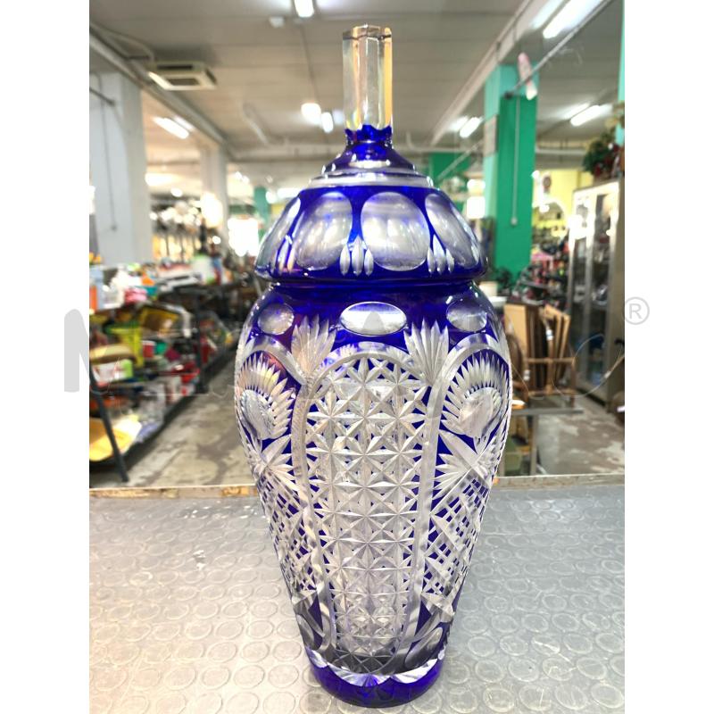 CACHEPOT CRISTALLO MOLATO BLU CON DIFETTI 44 CM | Mercatino dell'Usato Pomezia 1
