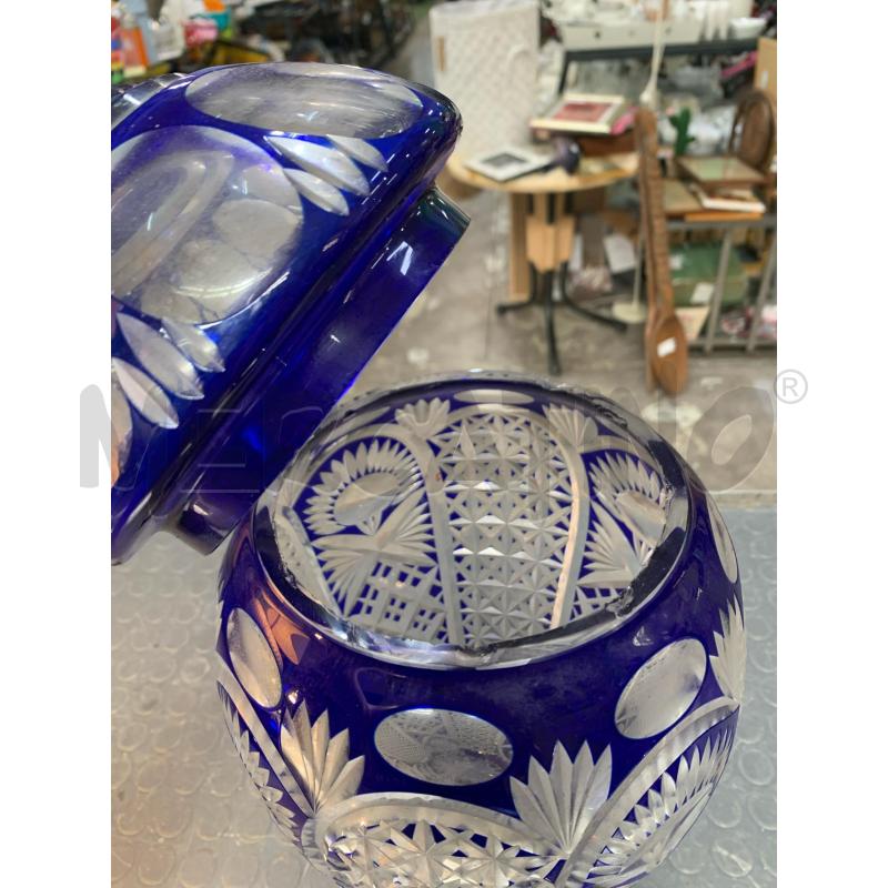 CACHEPOT CRISTALLO MOLATO BLU CON DIFETTI 44 CM | Mercatino dell'Usato Pomezia 2