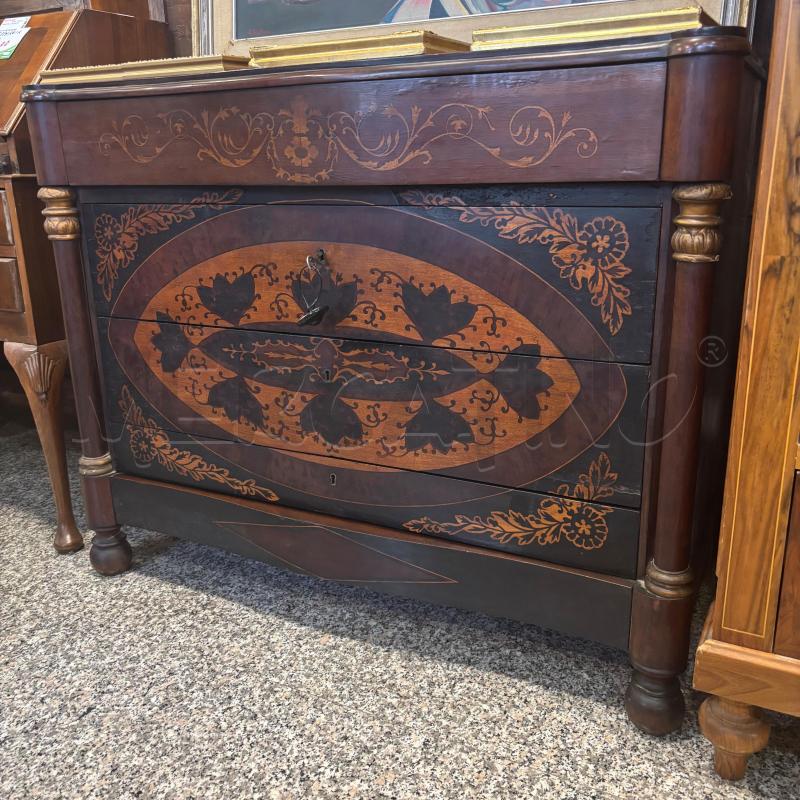 CASSETTIERA LEGNO INTARSIATO COLONNE | Mercatino dell'Usato Pomezia 1