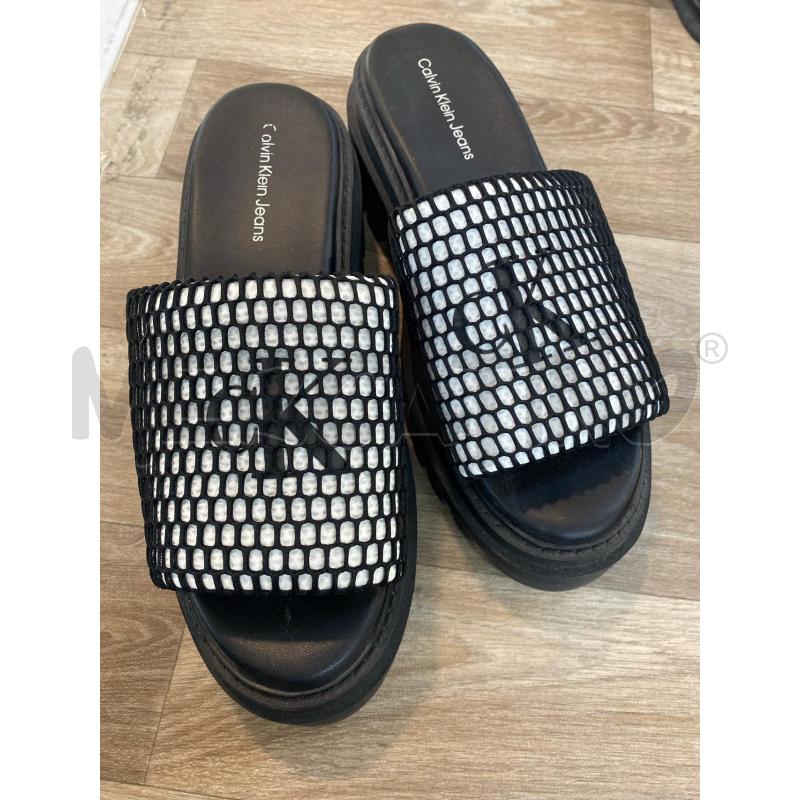 CIABATTE DONNA CALVIN KLEIN NERE BIANCO  | Mercatino dell'Usato Pomezia 1
