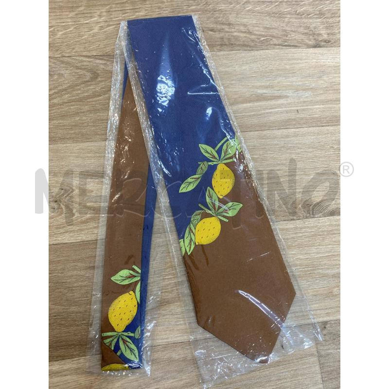 CRAVATTA GC DE CASTELBAJAC BLU MARRONE LIMONI | Mercatino dell'Usato Pomezia 1