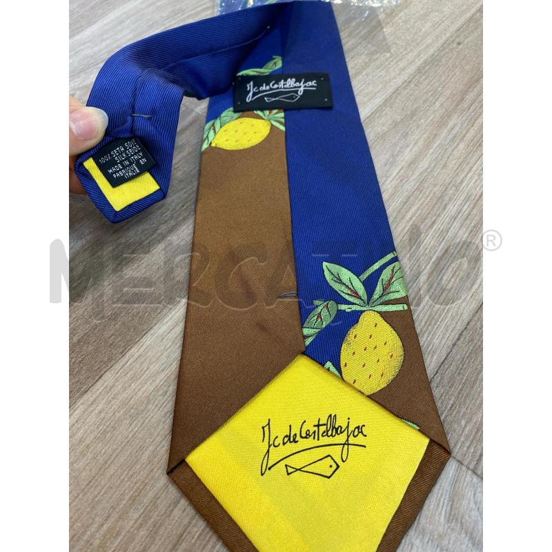 CRAVATTA GC DE CASTELBAJAC BLU MARRONE LIMONI | Mercatino dell'Usato Pomezia 3