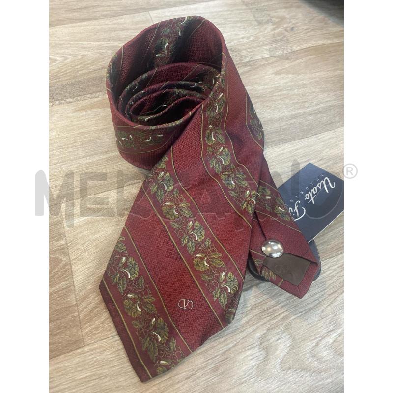 CRAVATTA VALENTINO 100& SETA REGIMENTAL E FANTASIA FOGLIE BORDEAUX | Mercatino dell'Usato Pomezia 1