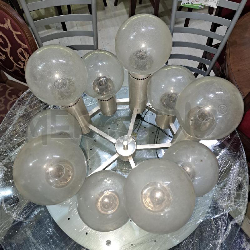 LAMPADARIO SPACE AGE ANNI 70 ALLUMINIO E VETRO SOFFIATO | Mercatino dell'Usato Pomezia 2