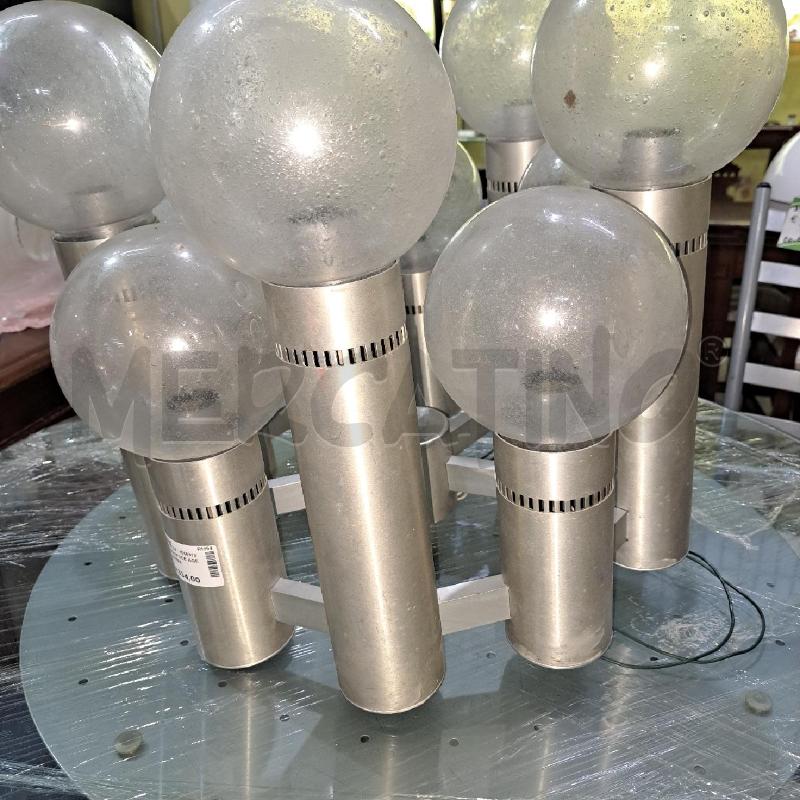 LAMPADARIO SPACE AGE ANNI 70 ALLUMINIO E VETRO SOFFIATO | Mercatino dell'Usato Pomezia 4
