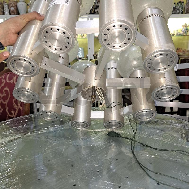 LAMPADARIO SPACE AGE ANNI 70 ALLUMINIO E VETRO SOFFIATO | Mercatino dell'Usato Pomezia 5