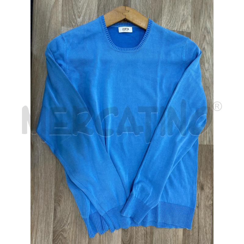 MAGLIONE UOMO COTONE JURTA MADE IN ITALY GIRCOLLO AZZURRO | Mercatino dell'Usato Pomezia 1