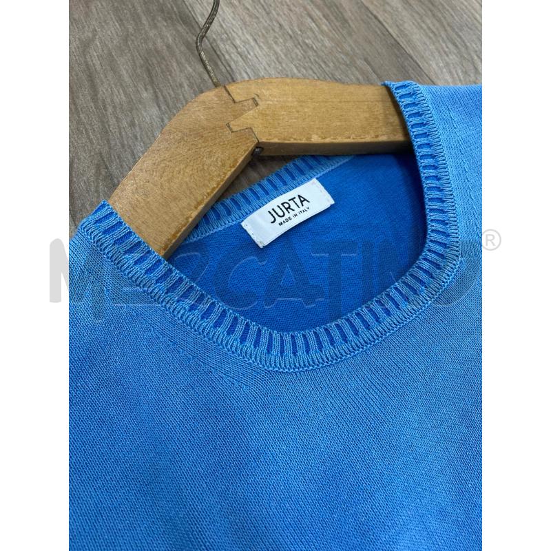 MAGLIONE UOMO COTONE JURTA MADE IN ITALY GIRCOLLO AZZURRO | Mercatino dell'Usato Pomezia 2
