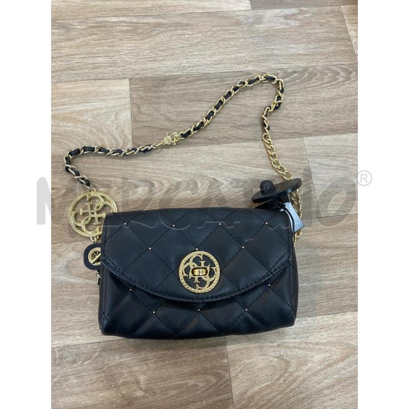 MARSUPIO DONNA GUESS NERO TRACOLLA DORATO INTRECCIO | Mercatino dell'Usato Pomezia 1