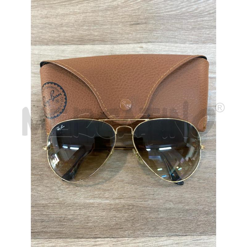 OCCHIALI UOMO RAYBAN AVIATOR LARGE METAL DORATO MARRONE | Mercatino dell'Usato Pomezia 1