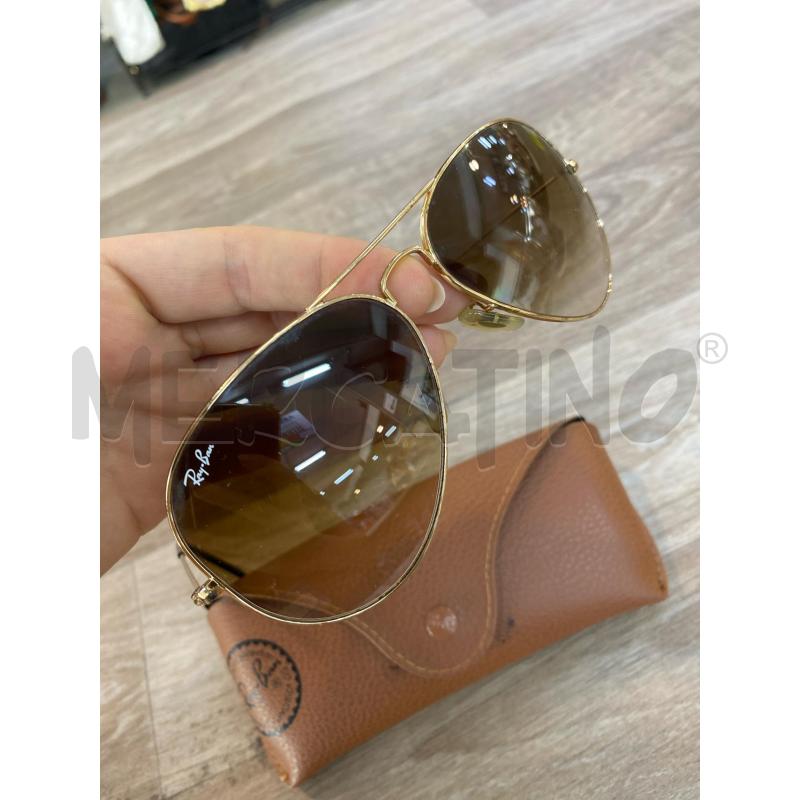OCCHIALI UOMO RAYBAN AVIATOR LARGE METAL DORATO MARRONE | Mercatino dell'Usato Pomezia 2