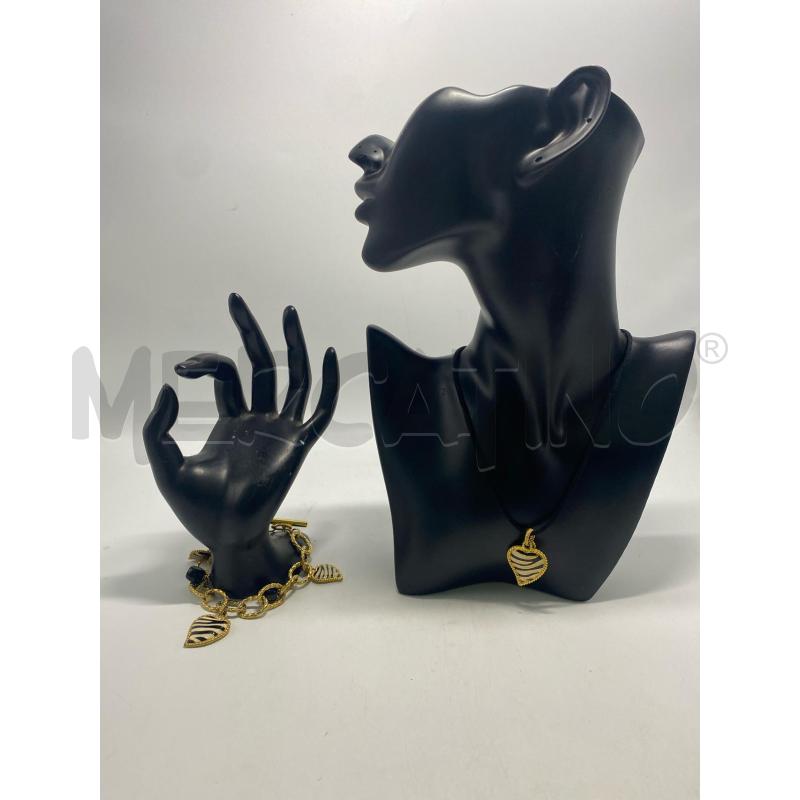 PARURE JUST CAVALLI DORATO CUORI ZEBRATI COLLANA + BRACCIALE | Mercatino dell'Usato Pomezia 1