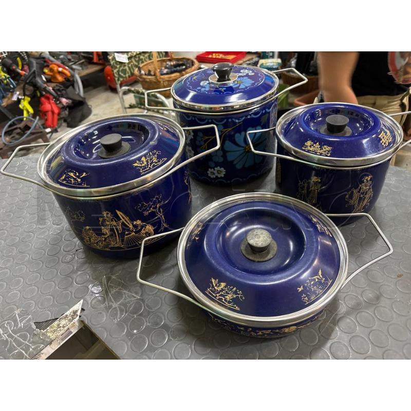 PENTOLE PZ. 4 SMALTATE BLU | Mercatino dell'Usato Pomezia 1