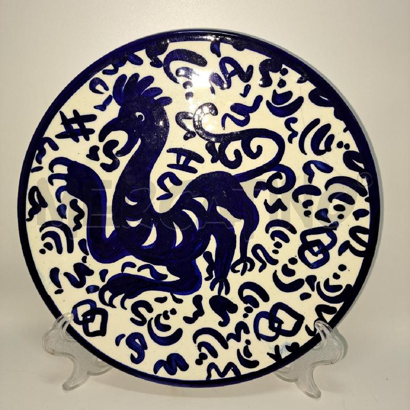PIATTO DECORATIVO CERAM SPAGNOLA BIANCO BLU | Mercatino dell'Usato Pomezia 1