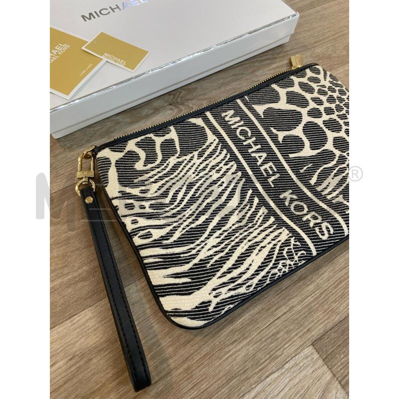 POCHETTE MICHAEL KORS TESSUTO ANIMALIER BIANCO E NERO | Mercatino dell'Usato Pomezia 2