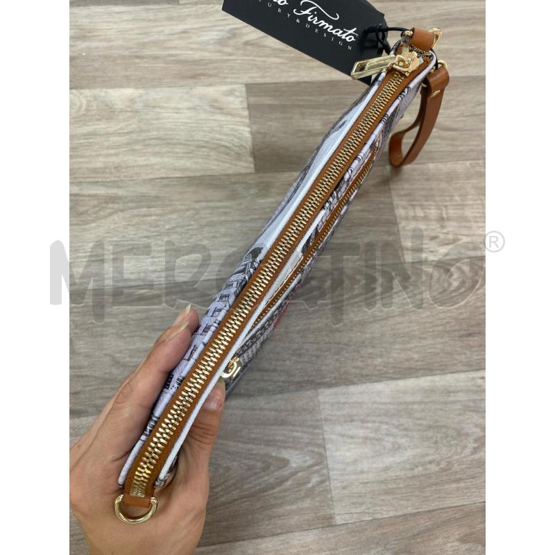 POCHETTE Y NOT? LONDRA BIANCO/NERO LACCETTO MARRONE | Mercatino dell'Usato Pomezia 4