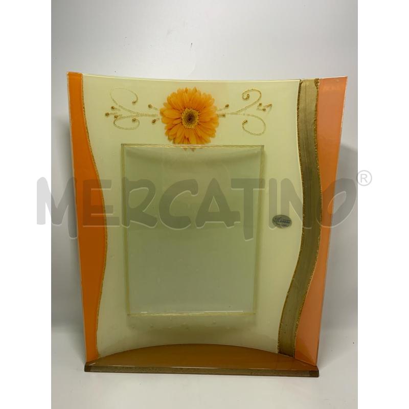 PORTA FOTO VETRO STRISCE ARANCIO FIORE  | Mercatino dell'Usato Pomezia 1
