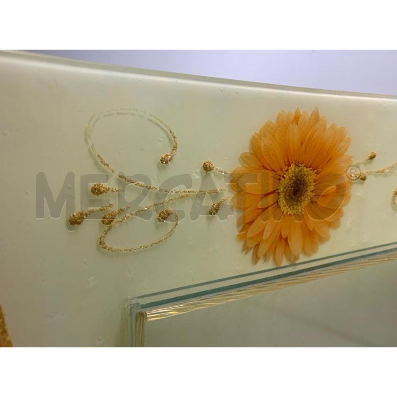 PORTA FOTO VETRO STRISCE ARANCIO FIORE  | Mercatino dell'Usato Pomezia 4