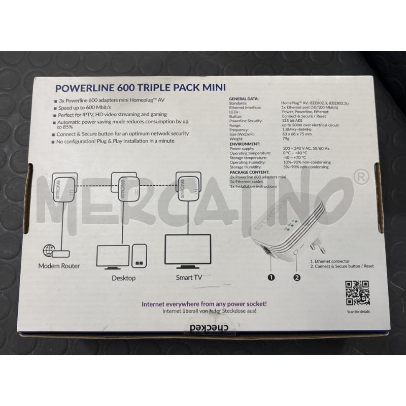 POWERLINE STRONG 600 MBIT/S TRIPLE PACK MINI | Mercatino dell'Usato Pomezia 2