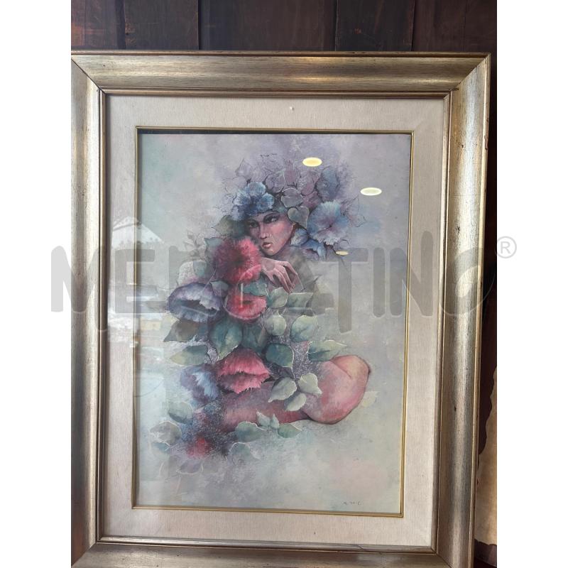 QUADRO DONNA NUDA ESPLOSIONE DI FIORI | Mercatino dell'Usato Pomezia 1