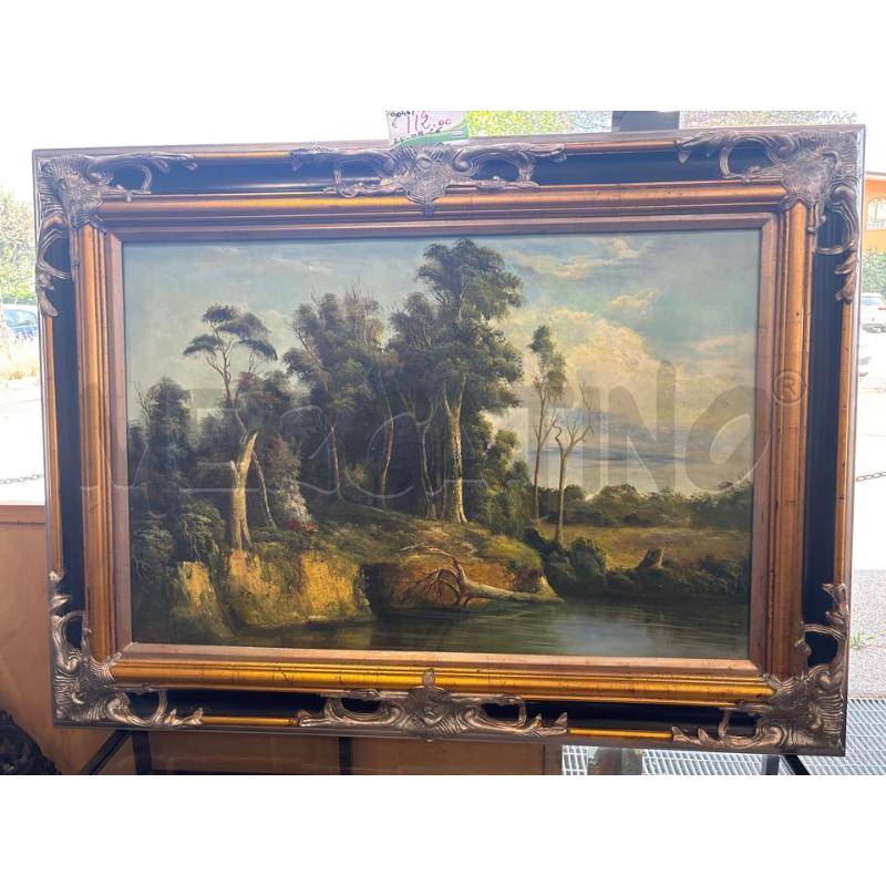 QUADRO GRANDE PAESAGGIO FIUME CORNICE LEGNO | Mercatino dell'Usato Pomezia 1