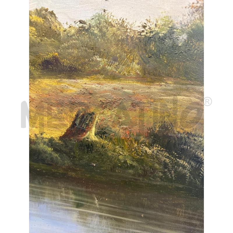 QUADRO GRANDE PAESAGGIO FIUME CORNICE LEGNO | Mercatino dell'Usato Pomezia 5