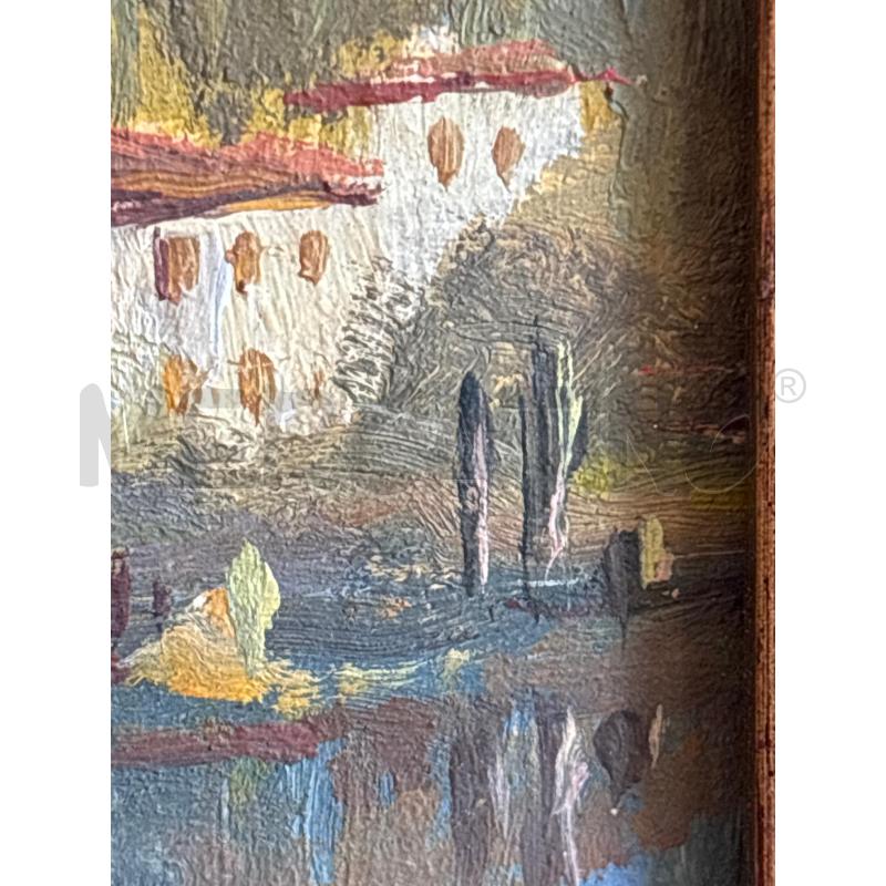 QUADRO OLIO SU LEGNO PAESE | Mercatino dell'Usato Pomezia 3