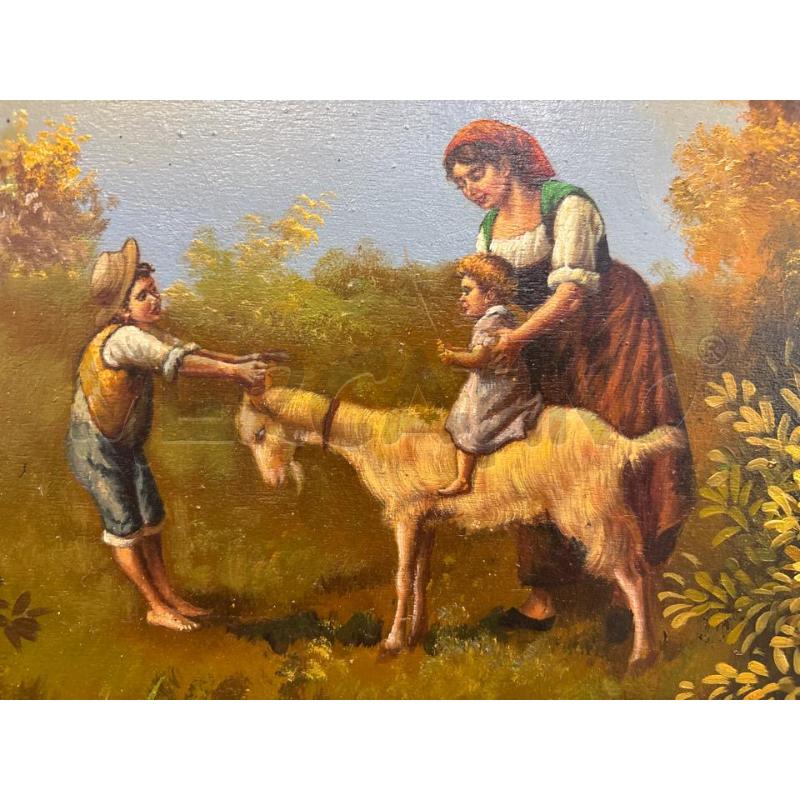QUADRO OVALE CORNICE ORO BAMBINI CON DONNA | Mercatino dell'Usato Pomezia 2