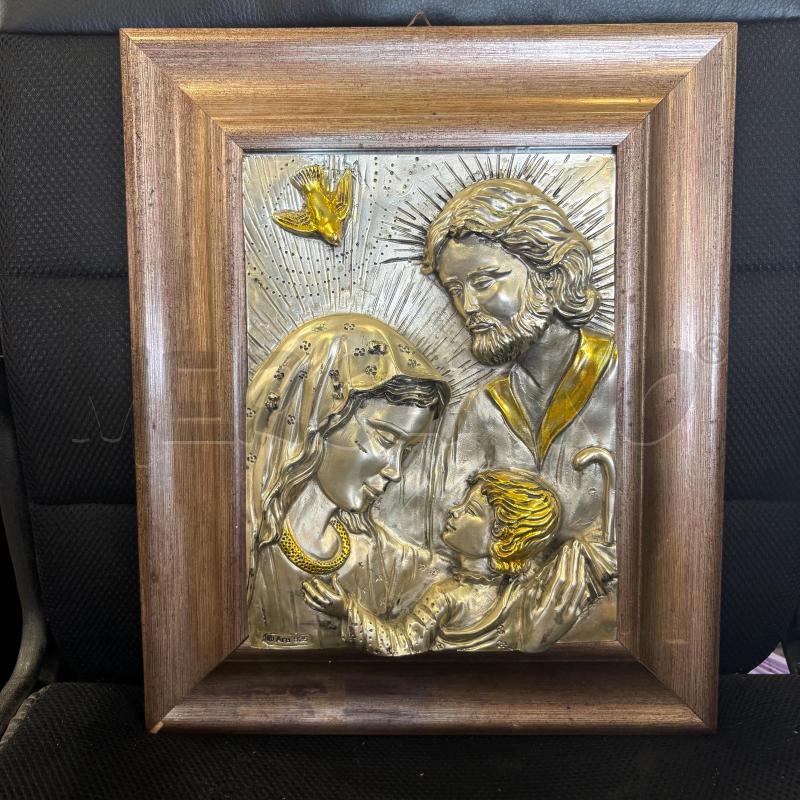 QUADRO RESINA ARGENTATA SACRA FAMIGLIA 39 X 33 CM | Mercatino dell'Usato Pomezia 1