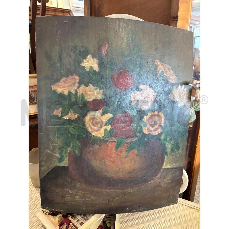 QUADRO  LEGNO VASO ROSE | Mercatino dell'Usato Pomezia 1