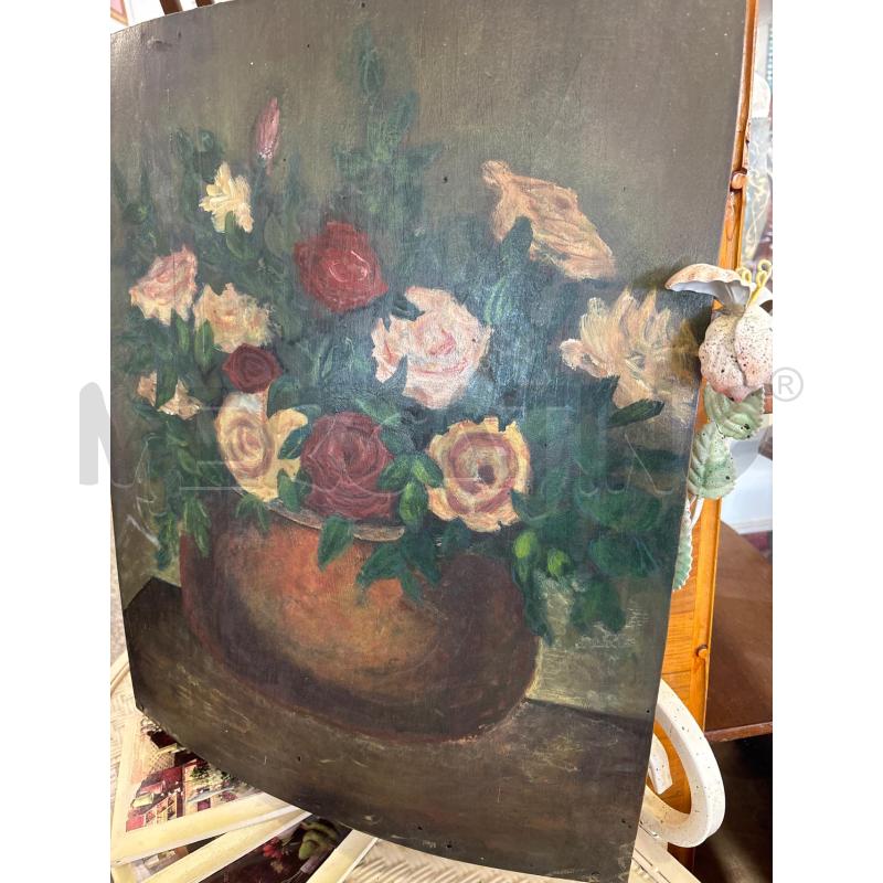 QUADRO  LEGNO VASO ROSE | Mercatino dell'Usato Pomezia 2