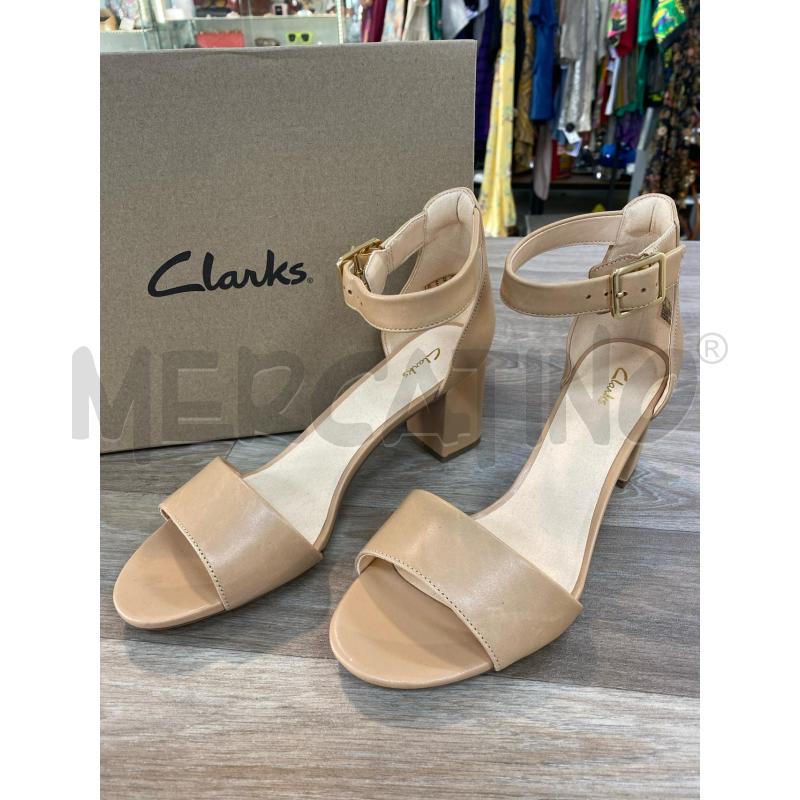 SANDALI DONNA CLARKS BEIGE/NUDE TACCO CINTURINO VERA PELLE | Mercatino dell'Usato Pomezia 1