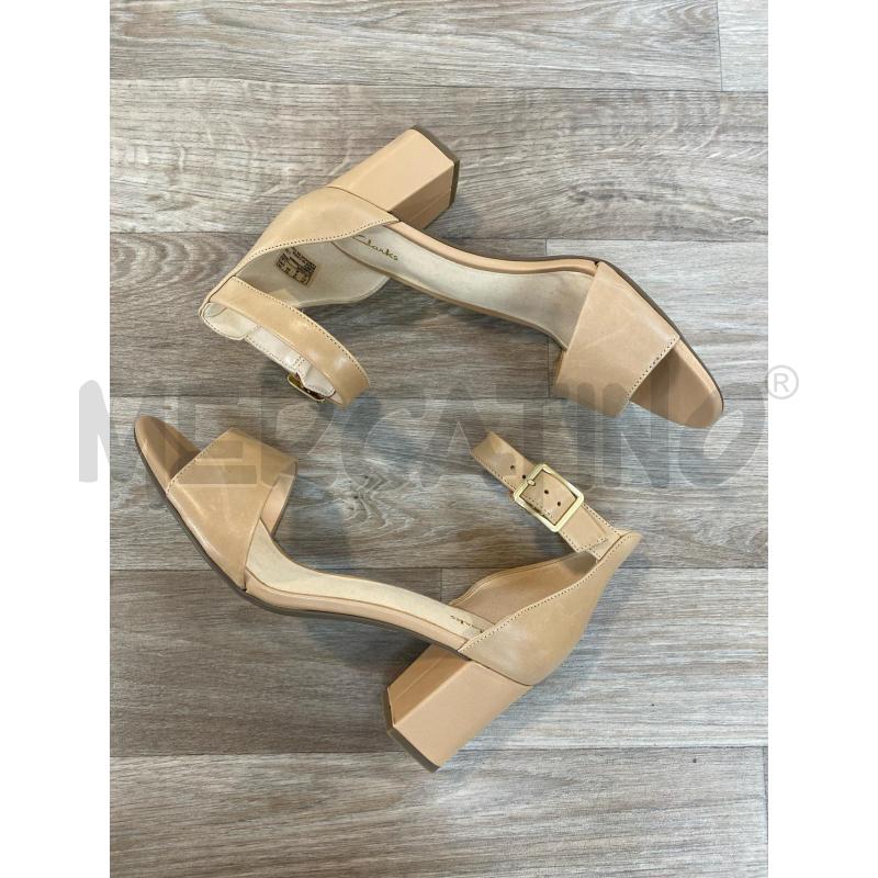 SANDALI DONNA CLARKS BEIGE/NUDE TACCO CINTURINO VERA PELLE | Mercatino dell'Usato Pomezia 2