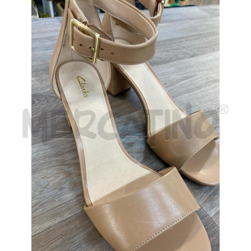 SANDALI DONNA CLARKS BEIGE/NUDE TACCO CINTURINO VERA PELLE | Mercatino dell'Usato Pomezia 3