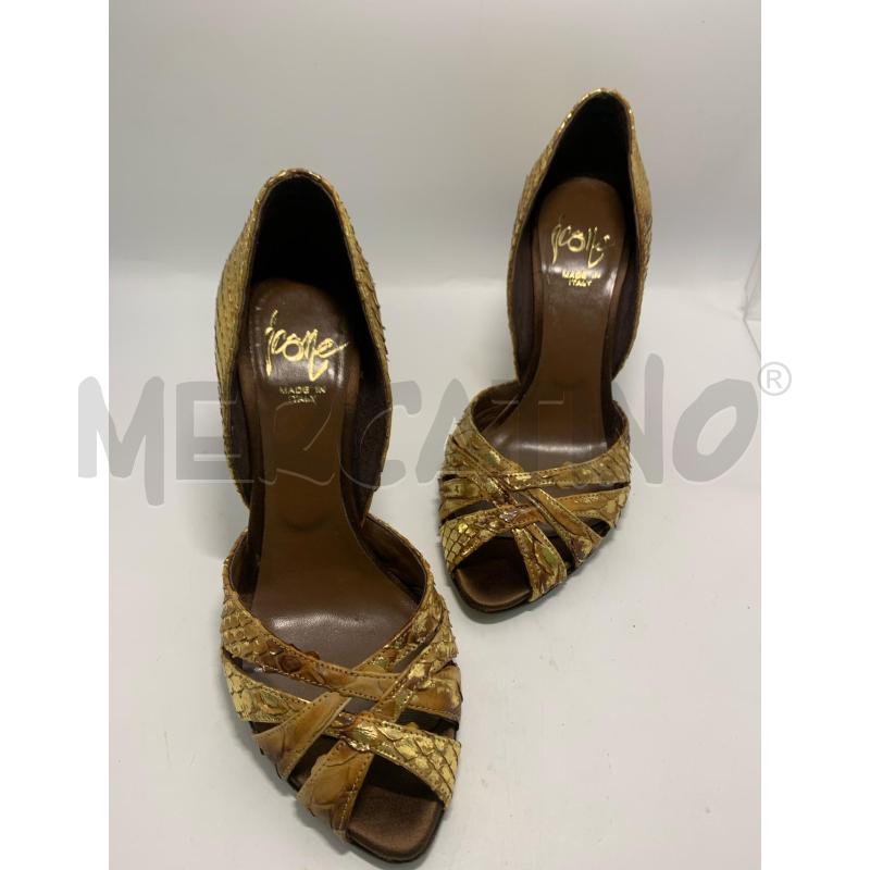 SANDALI DONNA ICONE IN PITONE ORO BEIGE  | Mercatino dell'Usato Pomezia 2
