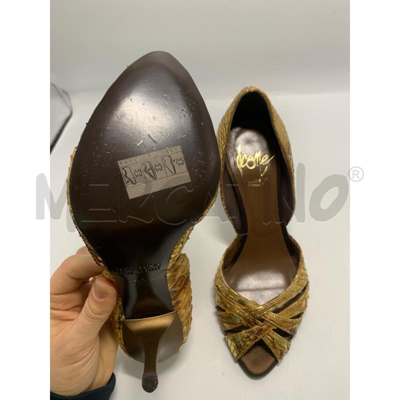 SANDALI DONNA ICONE IN PITONE ORO BEIGE  | Mercatino dell'Usato Pomezia 5