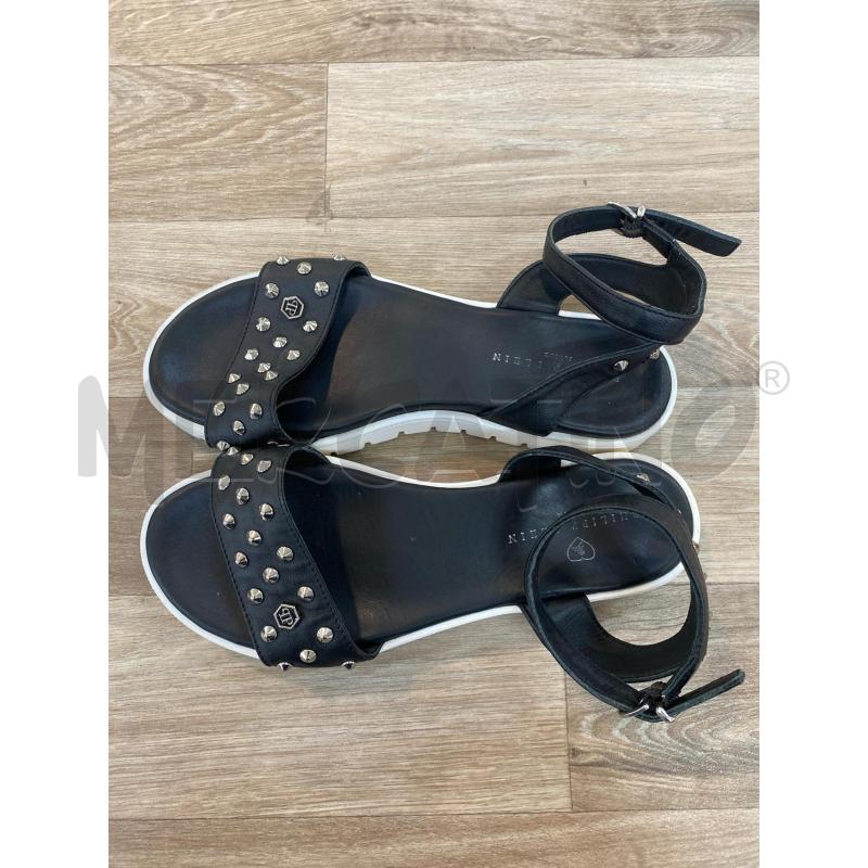SANDALI DONNA PHILIPPE PLEIN NERI BORCHIE PARA BIANCA | Mercatino dell'Usato Pomezia 1