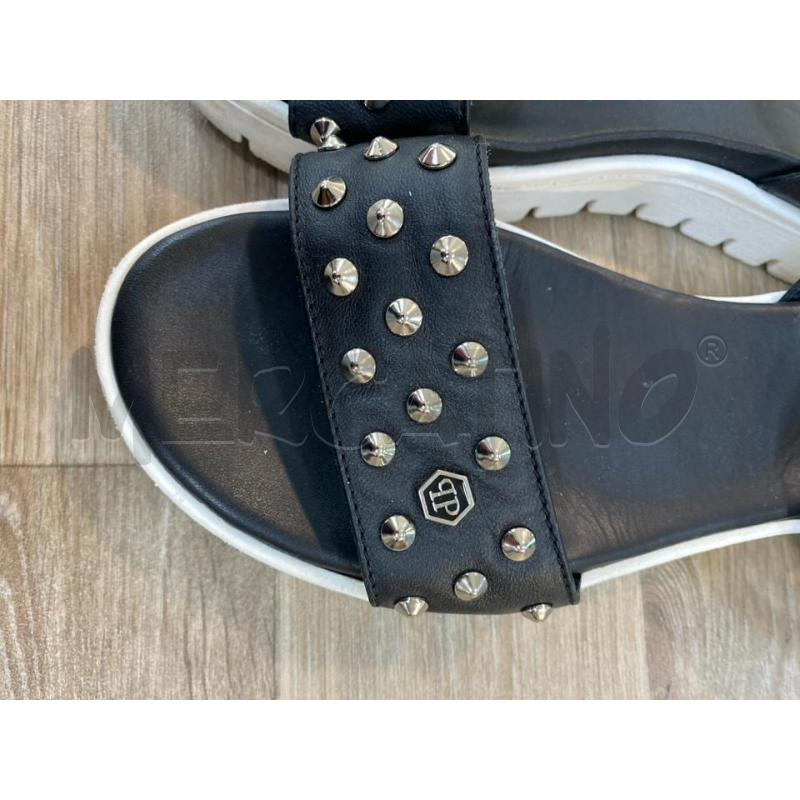 SANDALI DONNA PHILIPPE PLEIN NERI BORCHIE PARA BIANCA | Mercatino dell'Usato Pomezia 2