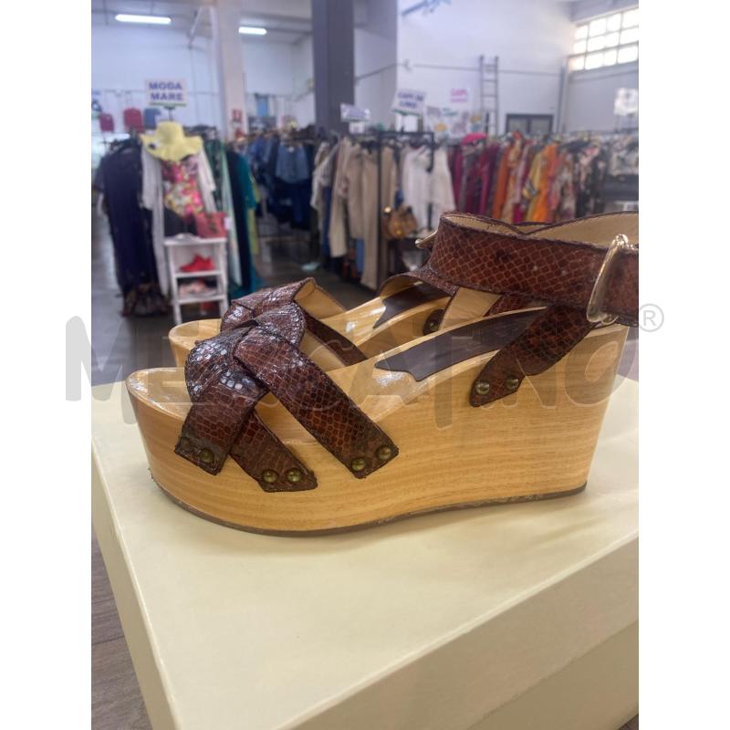 SANDALI DONNA ZEPPA PELLE MARRONE TWIN SET  | Mercatino dell'Usato Pomezia 2