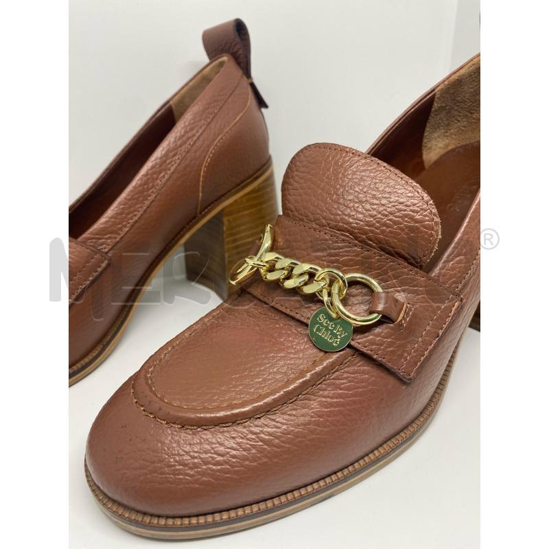 SCARPE DONNA SEE BY CLOÉ MOCASSINO TACCO LEGNO VERA PELLE CATENA ORO | Mercatino dell'Usato Pomezia 2