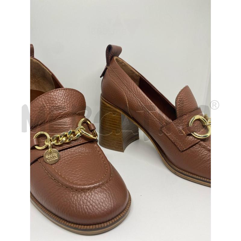 SCARPE DONNA SEE BY CLOÉ MOCASSINO TACCO LEGNO VERA PELLE CATENA ORO | Mercatino dell'Usato Pomezia 4