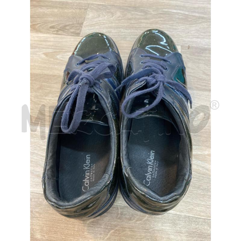 SCARPE UOMO CALVIN KLAIN  NERO LUCIDO + PARTI BLU E BLU ELETTRICO SCRITTA BIANCA  | Mercatino dell'Usato Pomezia 2