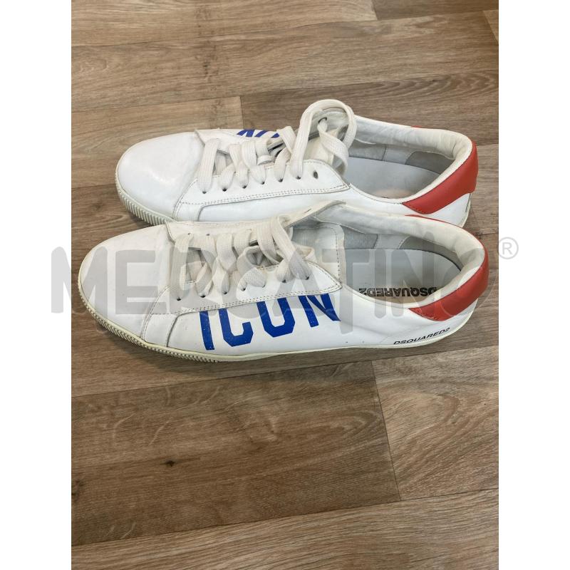 SNEAKERS UOMO ICON IN PELLE BIANCHE ROSSE SCRITTA BLU | Mercatino dell'Usato Pomezia 1