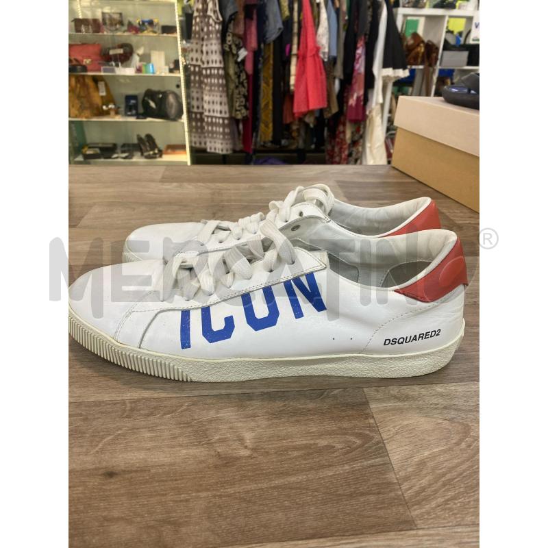 SNEAKERS UOMO ICON IN PELLE BIANCHE ROSSE SCRITTA BLU | Mercatino dell'Usato Pomezia 2